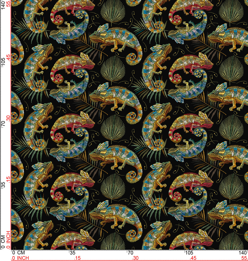 Digital Print Velvet Fabric of Tropical Lizard Pattern