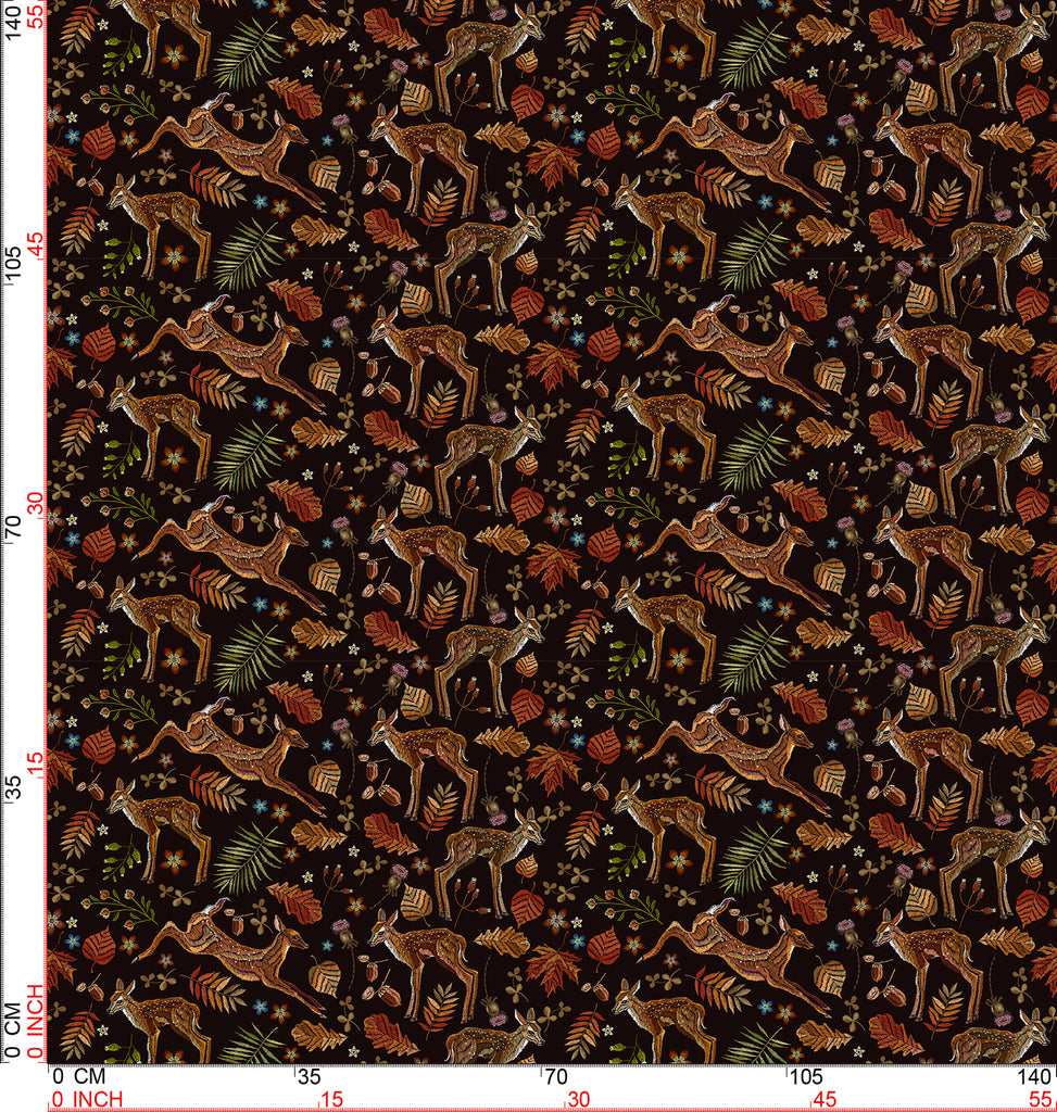 Digital Print Velvet Fabric of Forest and Deer Pattern