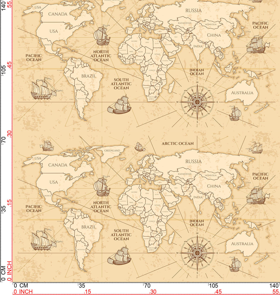 Antique World Map, Ocean Sailing