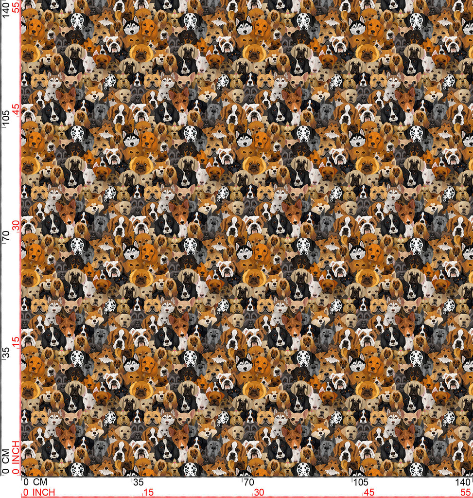 Dogs different breeds seamless pattern of husky, Dalmatian and bulldog fabric velvet
